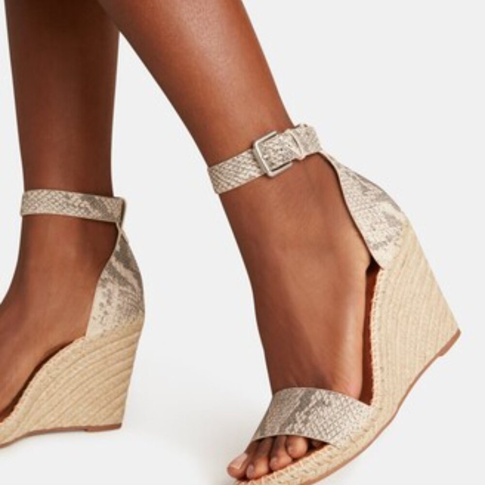 DOLCE VITA Women's Size 8 Noor Wedge Sandal Snake Print Leather. Espadrille - Picture 3 of 11